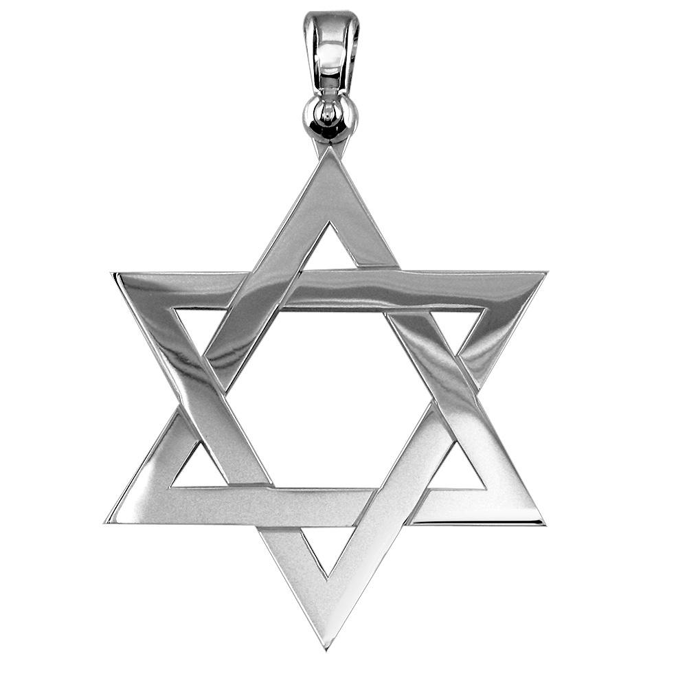 Mens Extra Large Sharp Jewish Star of David Charm in Sterling Silver