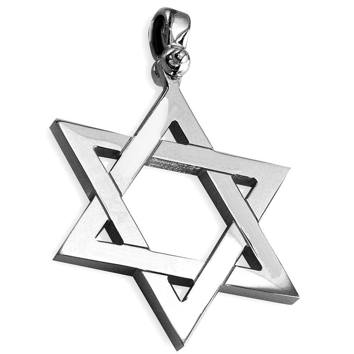 Mens Extra Large Sharp Jewish Star of David Charm in Sterling Silver
