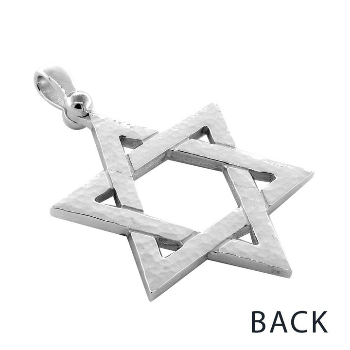 Mens Extra Large Sharp Jewish Star of David Charm in Sterling Silver