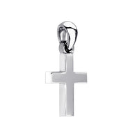 Small Solid Plain Cross Charm, 13mm in 18K white gold