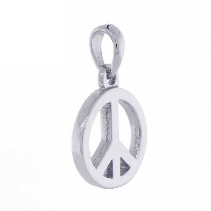 Small Solid Peace Sign Charm in 14K White Gold