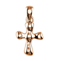 Small Free Form 3D Cross Charm, 13mm in 18K Pink, Rose gold
