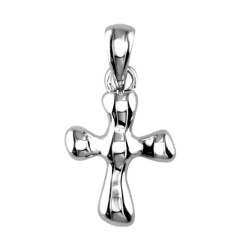 Small Free Form 3D Cross Charm, 13mm in 14K White Gold