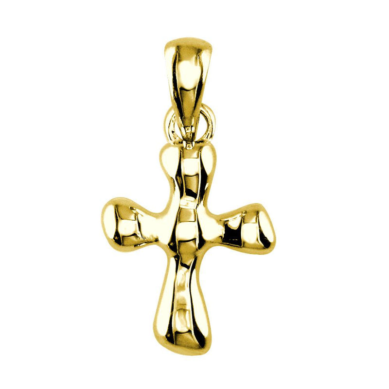 Small Free Form 3D Cross Charm, 13mm in 14K Yellow Gold
