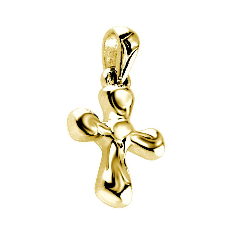 Small Free Form 3D Cross Charm, 13mm in 14K Yellow Gold
