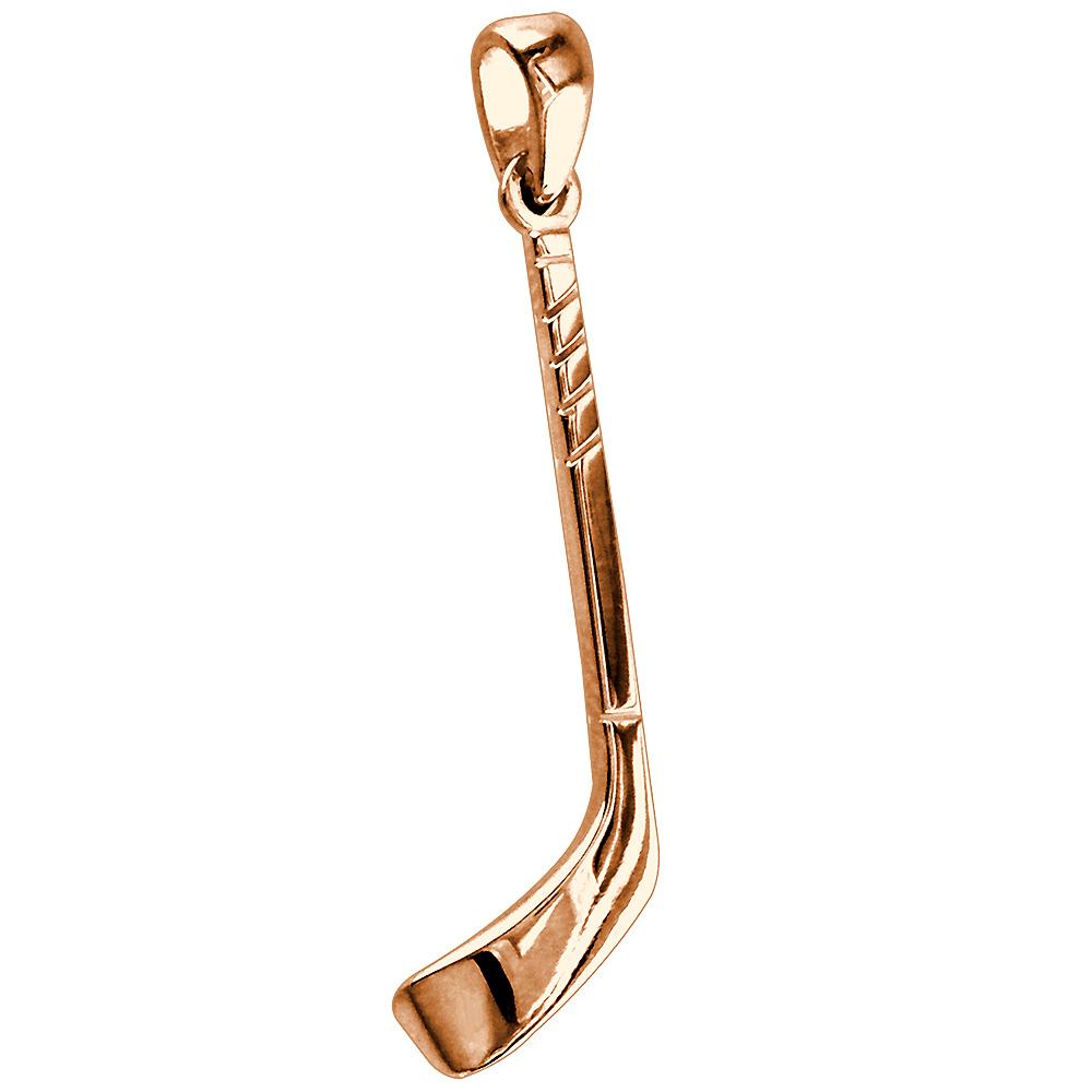 Left Handed Ice Hockey Stick Charm in 14K Pink, Rose gold