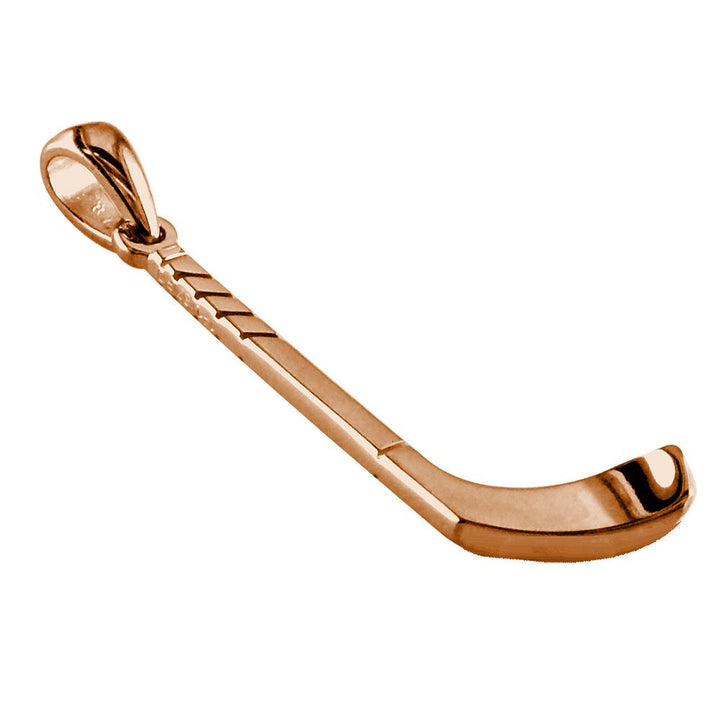Left Handed Ice Hockey Stick Charm in 14K Pink, Rose gold