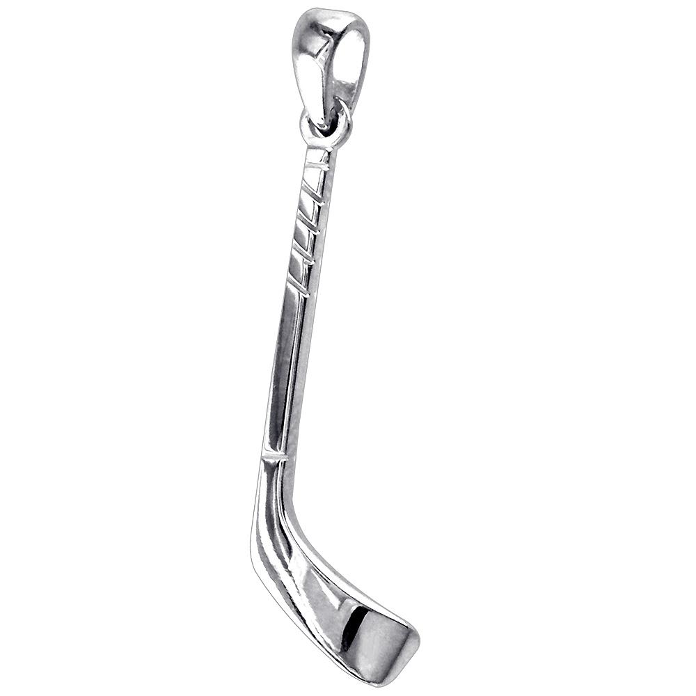 Right Handed Ice Hockey Stick Charm in 14K White Gold