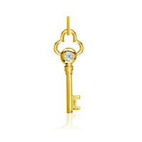 Small Diamond Key Charm in 14K Yellow Gold