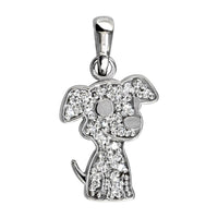 Small Diamond Floppy Ears Chihuahua Dog Charm, 0.20CT in 18k White Gold