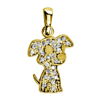 Small Diamond Floppy Ears Chihuahua Dog Charm, 0.20CT in 18k Yellow Gold