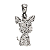 Small Diamond Chihuahua Dog Charm, 0.20CT in 14K White Gold