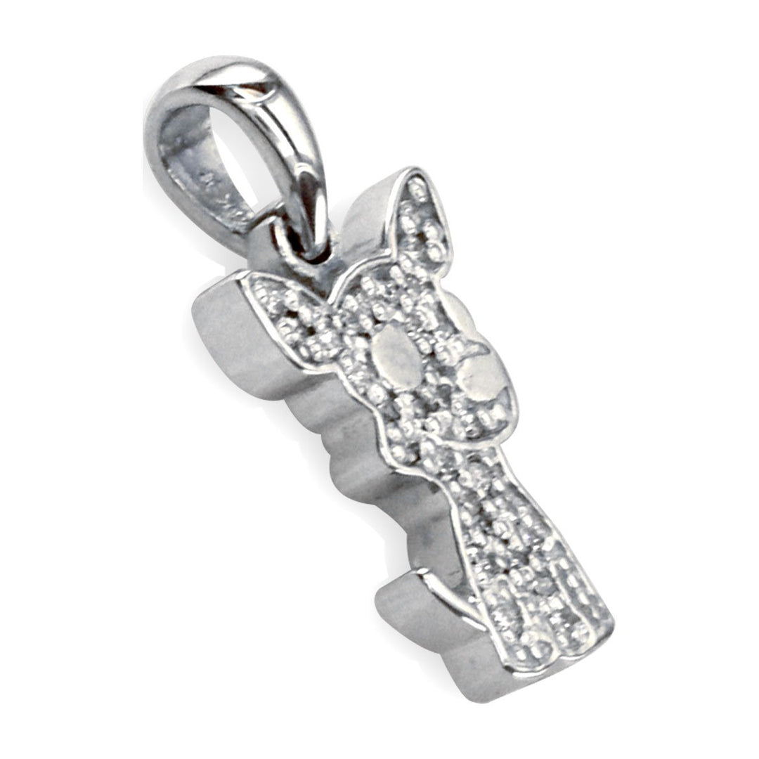 Small Cubic Zirconia Chihuahua Dog Charm in Sterling Silver