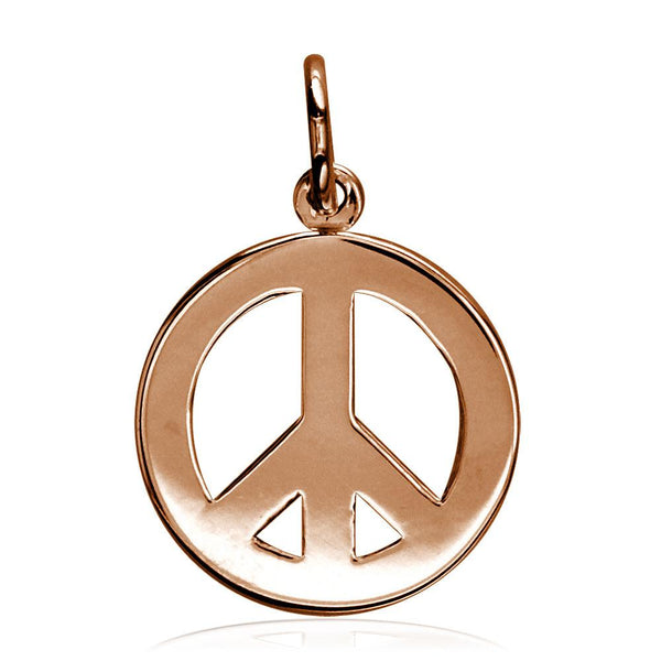 Small Peace Sign Charm, Half Inch in 14K Pink, Rose Gold