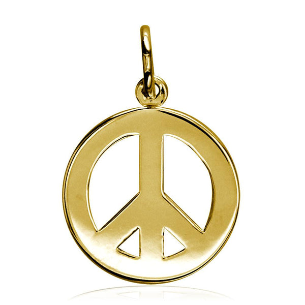 Small Peace Sign Charm, Half Inch in 14K Yellow Gold