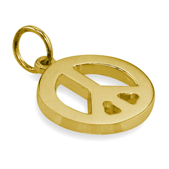 Small Peace Sign Charm, Half Inch in 14K Yellow Gold