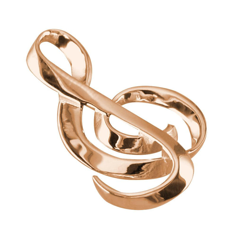 Extra Large Treble Clef Ribbon Charm in 14K Pink, Rose Gold