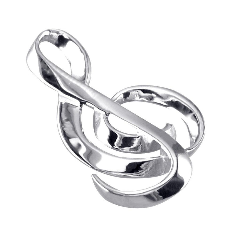 Extra Large Treble Clef Ribbon Charm in Sterling Silver