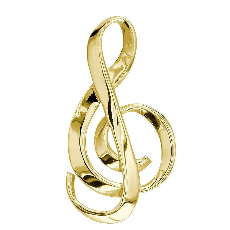 Extra Large Treble Clef Ribbon Charm in 14K Yellow Gold