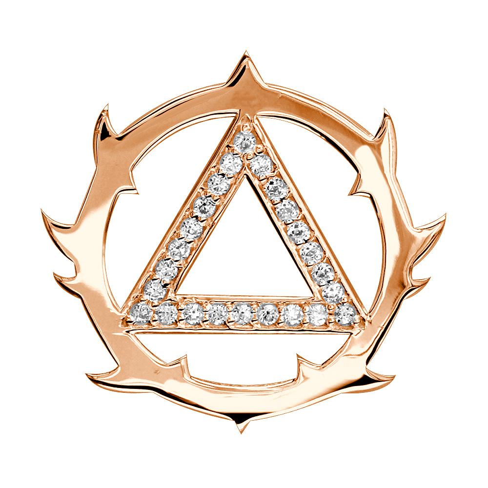 Tribal Look Diamond AA Alcoholics Anonymous Sobriety Pendant, 0.40CT in 14K Pink, Rose Gold