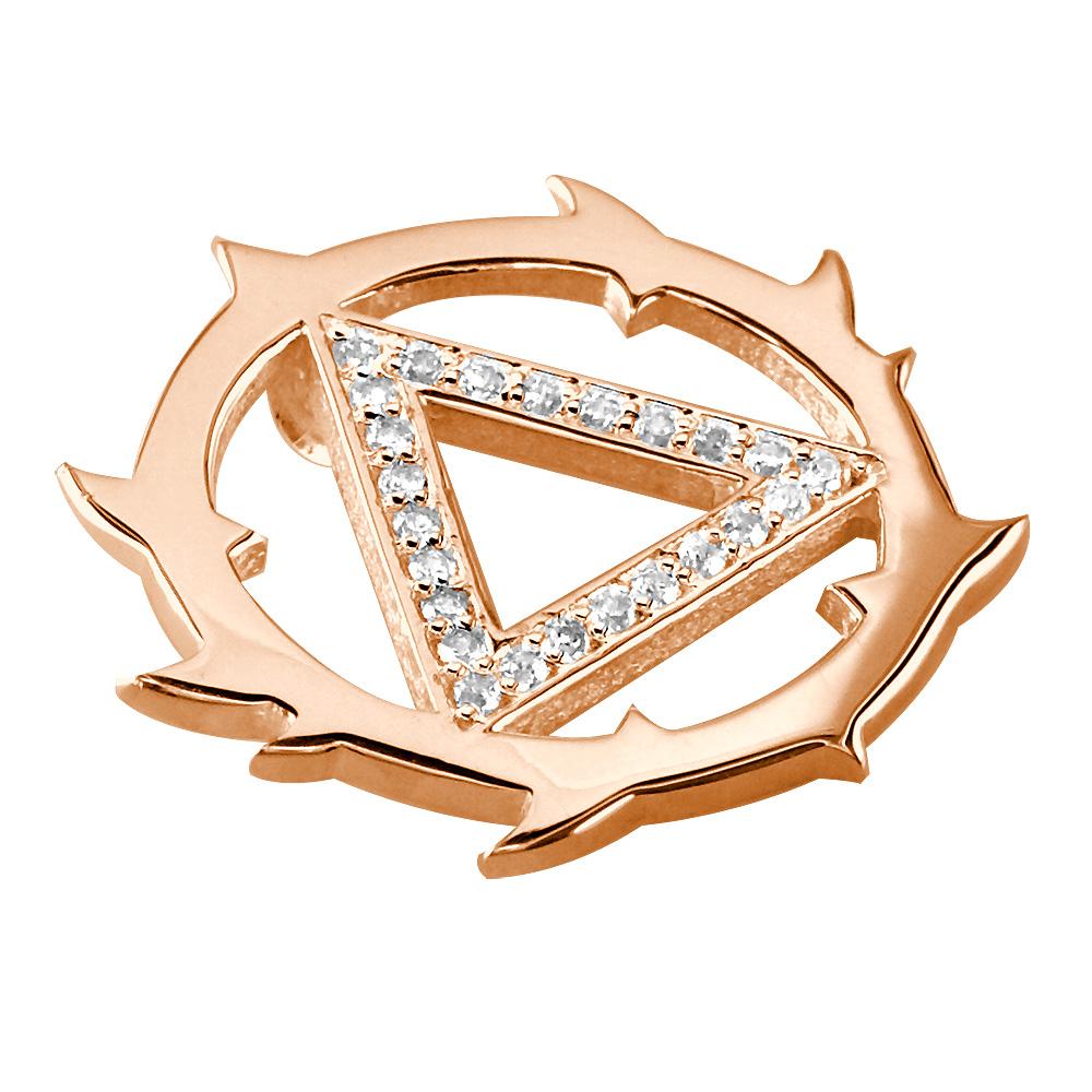 Tribal Look Cubic Zirconia AA Alcoholics Anonymous Sobriety Pendant in 14K Pink, Rose Gold