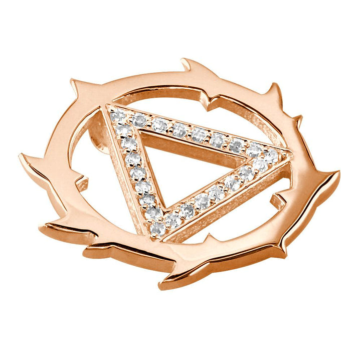Tribal Look Diamond AA Alcoholics Anonymous Sobriety Pendant, 0.40CT in 14K Pink, Rose Gold