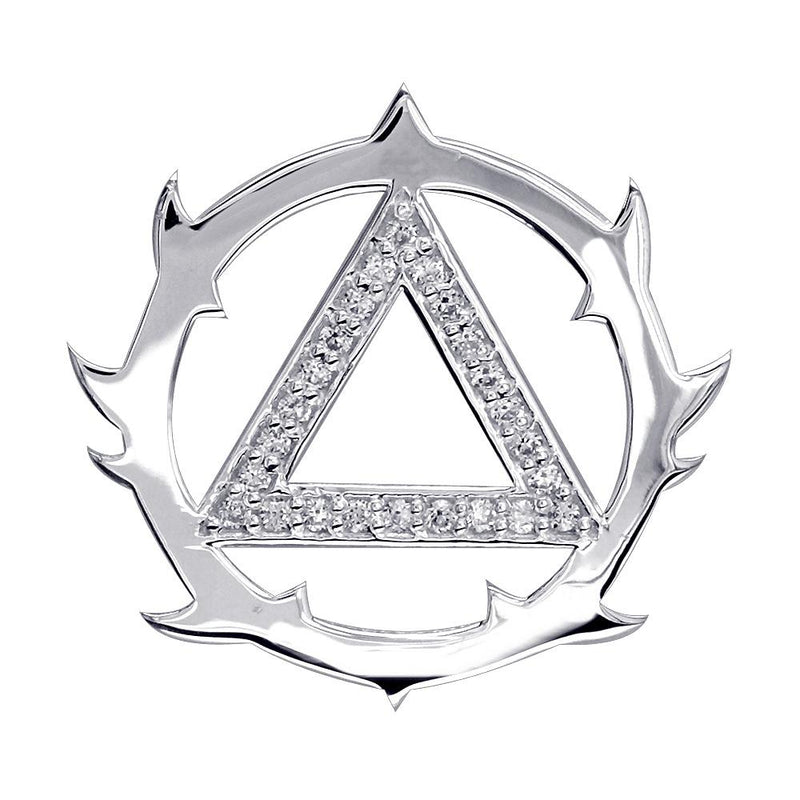 Tribal Look Diamond AA Alcoholics Anonymous Sobriety Pendant, 0.40CT in 14K White Gold