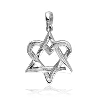 Small Heart Star Of David, Jewish Star Charm, 17mm in Sterling Silver