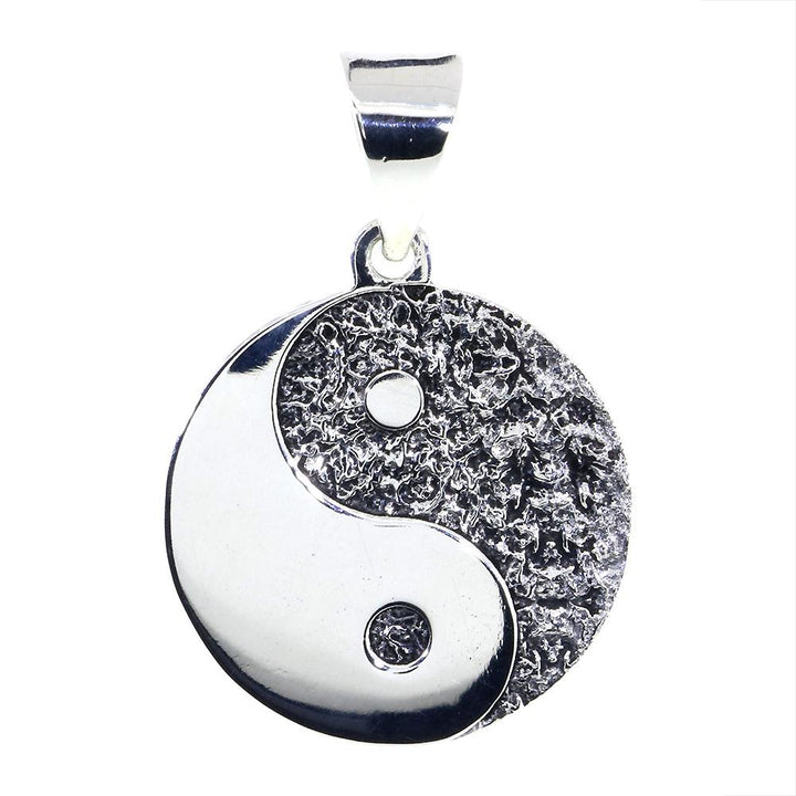 Large Yin Yang Medallion Charm Pendant with Black, Two-sided,Reversible, 1 inch in Sterling Silver
