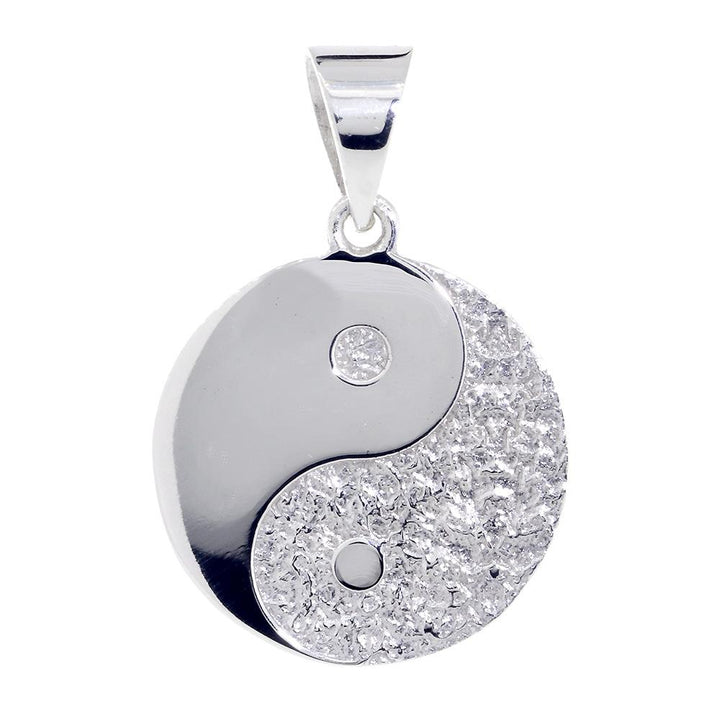 Large Yin Yang Medallion Charm Pendant, Two-sided,Reversible, 1 inch in Sterling Silver