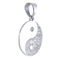 Large Yin Yang Medallion Charm Pendant, Two-sided,Reversible, 1 inch in 14K White Gold