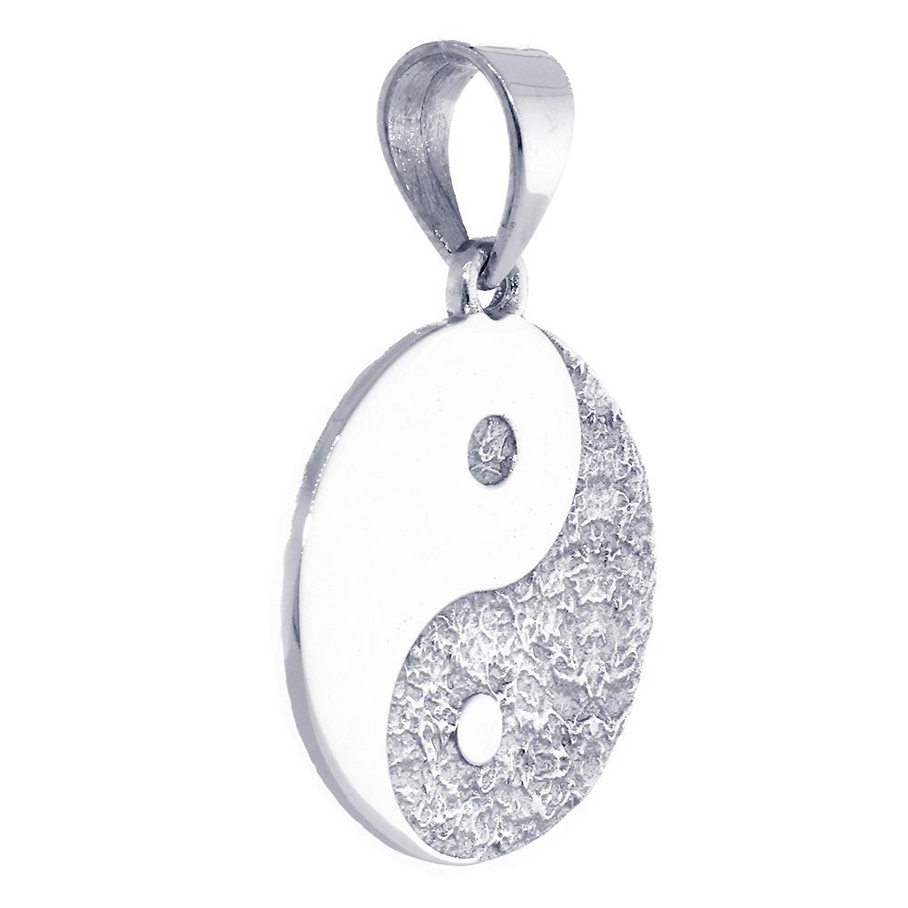 Large Yin Yang Medallion Charm Pendant, Two-sided,Reversible, 1 inch in Sterling Silver