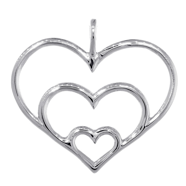 Triple Hearts Charm, 23mm in Sterling Silver