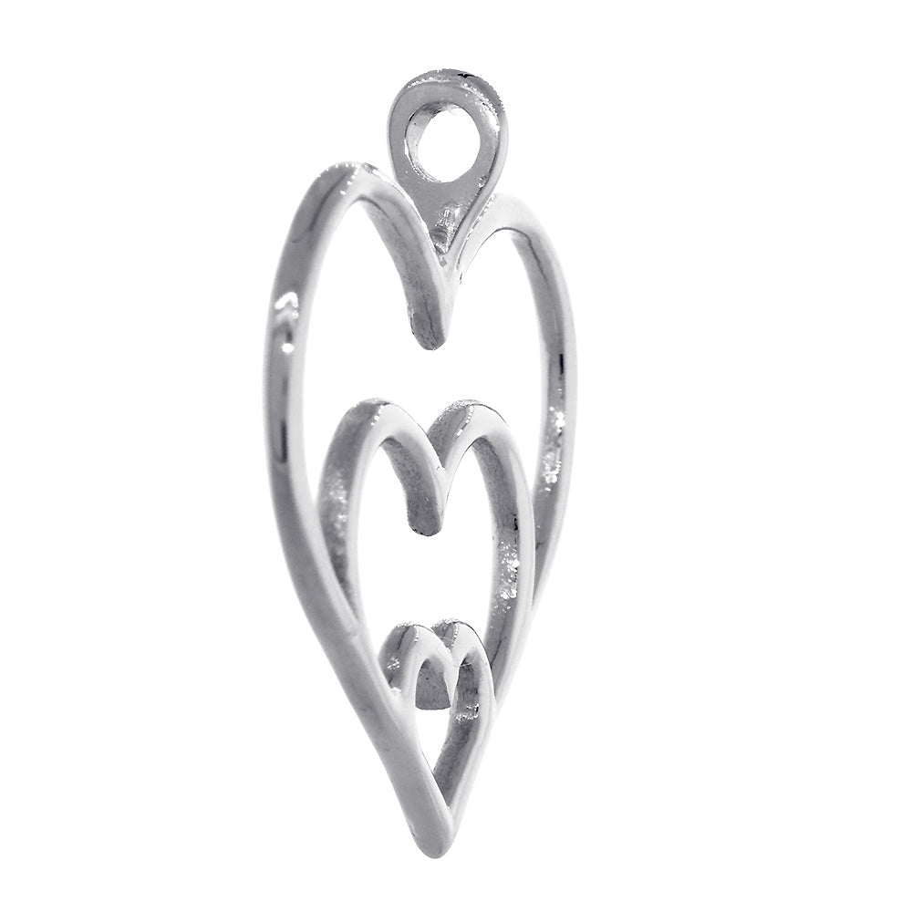 Triple Hearts Charm, 23mm in 14K White Gold