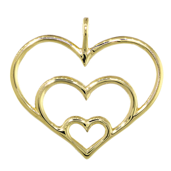 Triple Hearts Charm, 23mm in 14K Yellow Gold