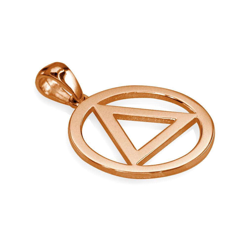 Medium AA Sobriety Charm in 18K Pink, Rose Gold