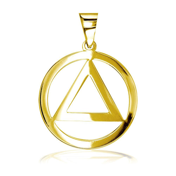 Medium AA Sobriety Charm in 14K Yellow Gold
