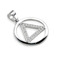 Diamond AA Alcoholics Anonymous Sobriety Pendant, 0.40CT in 14K White Gold