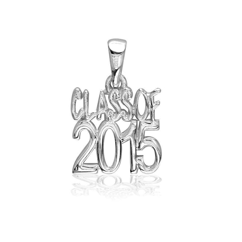 Small Class Of 2015 Graduation Charm in 14k White Gold