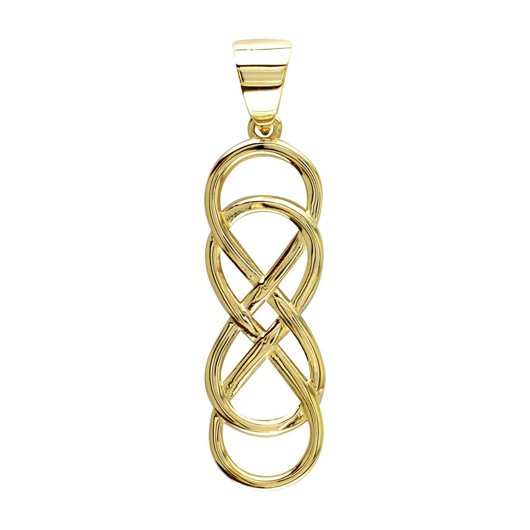 Large Double Infinity Symbol Charm, Best Friends Forever Charm, Sisters Charm, 10mm x 30mm in 18K yellow gold