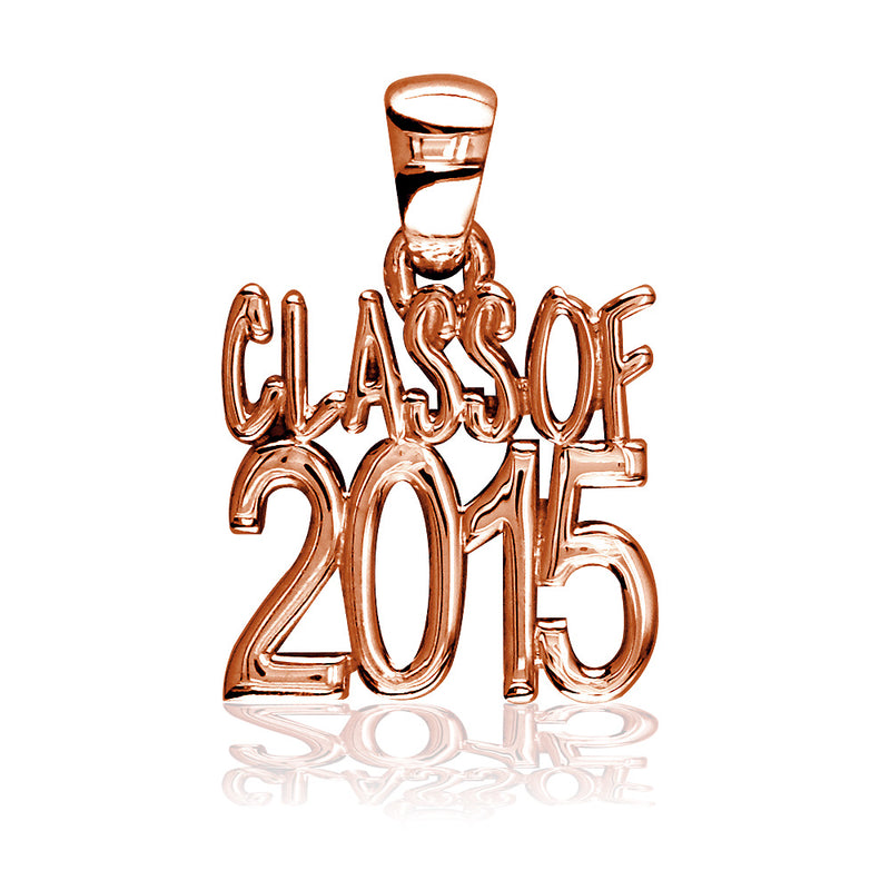 Large Class Of 2015 Graduation Charm in 14k Pink Gold