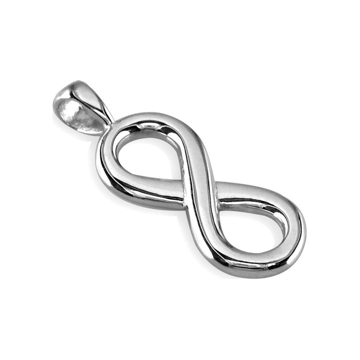 Small Flowing Infinity Charm, 20mm in 14k White Gold