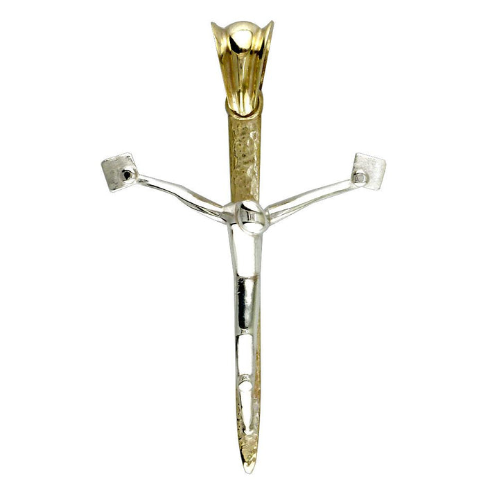 Crucifix, Nail Charm, 38mm in 14K White and Yellow Gold
