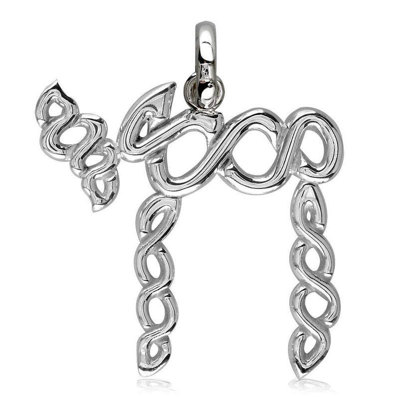 Extra Large Twisting Infinity Chai Charm in Sterling Silver