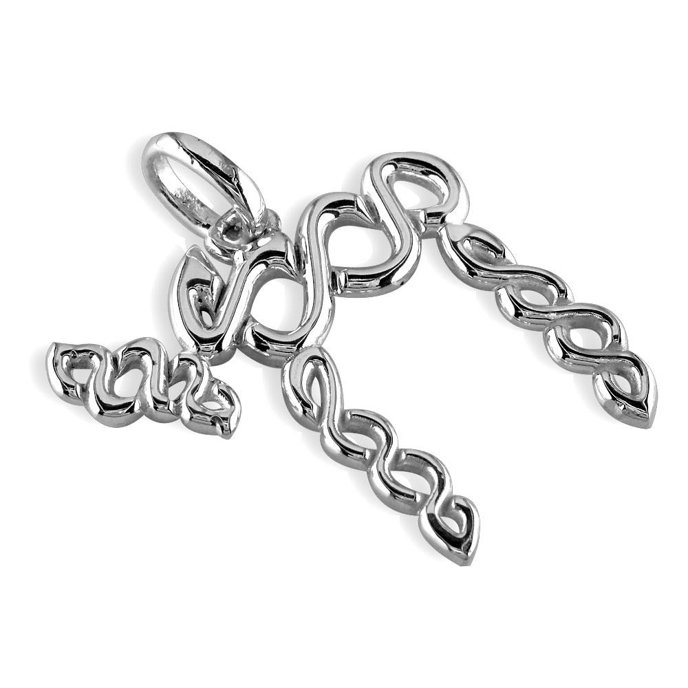 Extra Large Twisting Infinity Chai Charm in 18K White gold