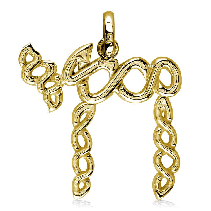 Extra Large Twisting Infinity Chai Charm in 14K Yellow Gold