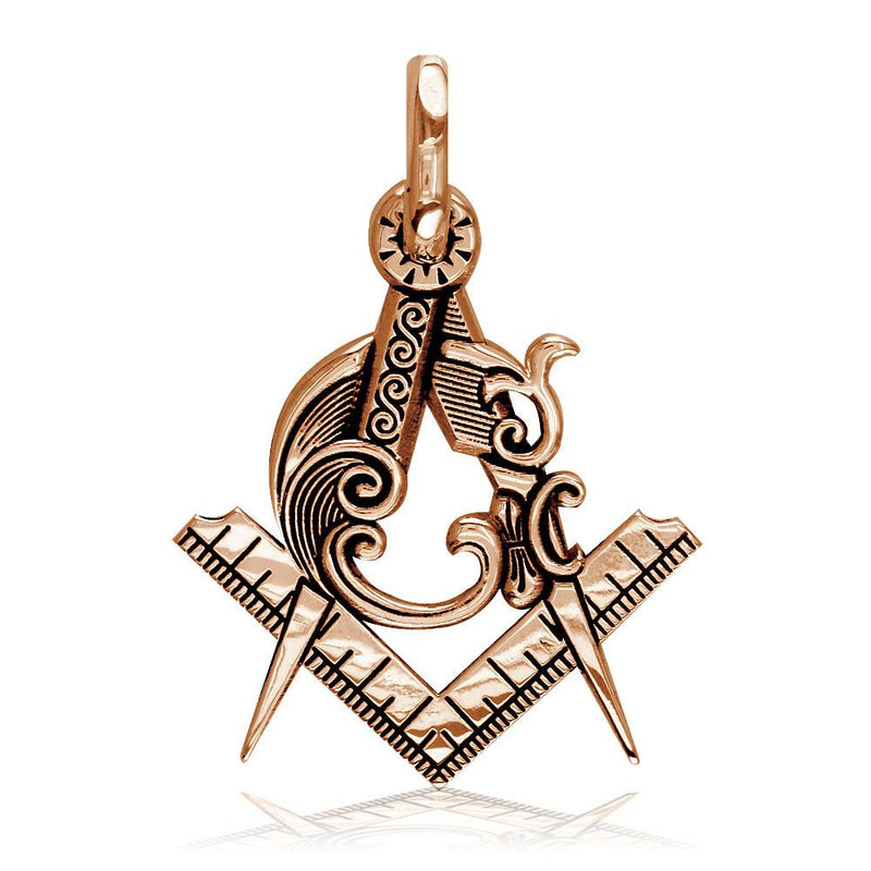 Large Masonic Charm in 14k Pink Gold
