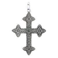 Extra Large Cross Charm with Black, 40mm with in Sterling Silver