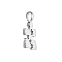 Small Autism Awareness Puzzle Piece Charm with 2 Open Hearts in Sterling Silver 15mm
