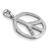 Carved Rough Design Peace Sign Charm in 14K White Gold